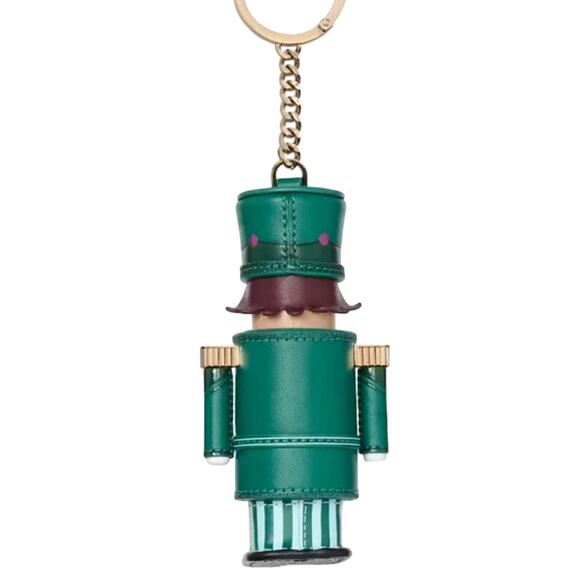 Kate Spade Oh What Fun 3D Nutcracker Key Chain Green Leather NEW - Picture 2 of 15